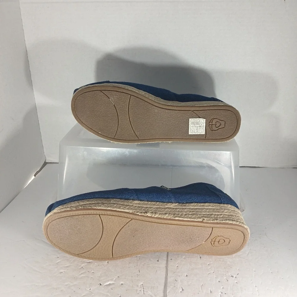 BOBS from Skechers Espadrille Platform Flats 9.5 Blue Denim Memory Foam 34105